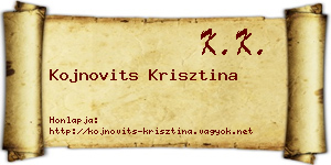 Kojnovits Krisztina névjegykártya