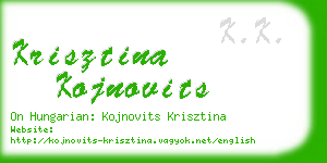 krisztina kojnovits business card